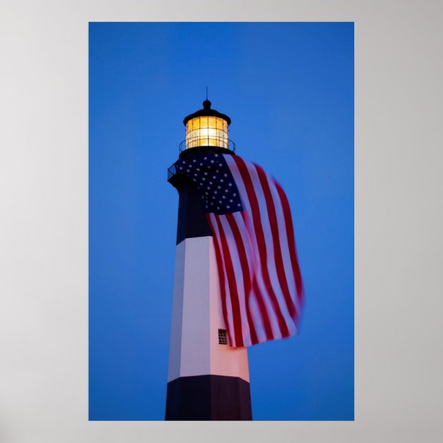 USA, Georgia, Tybee Island, Flagga flyger 2 Poster (Framsidan)