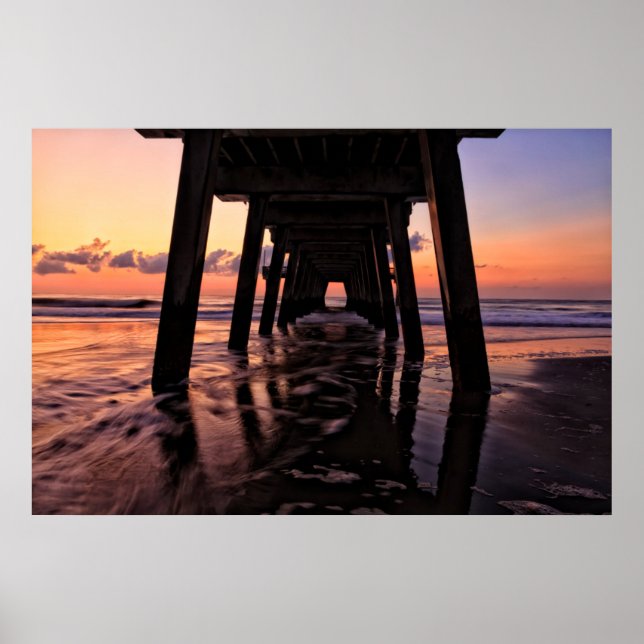 USA, Georgien, Tybee Island, Pier at Tybee Island Poster (Framsidan)