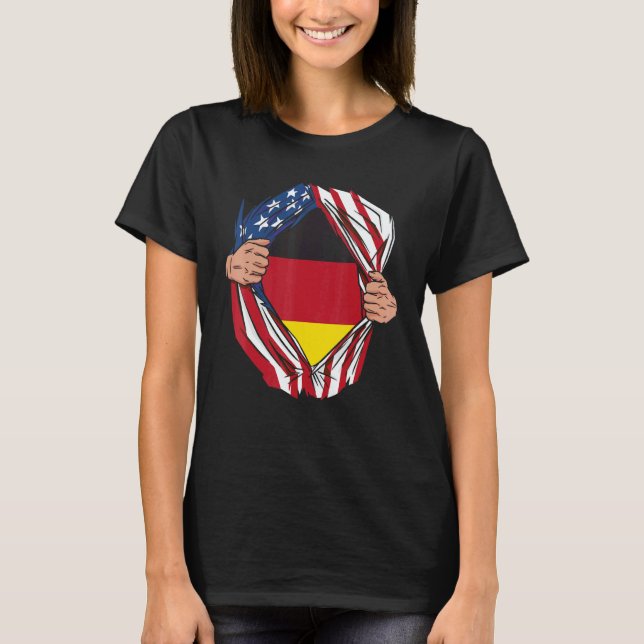 USA Germany Flag German American Von Steuben Day 3 T Shirt (Framsida)