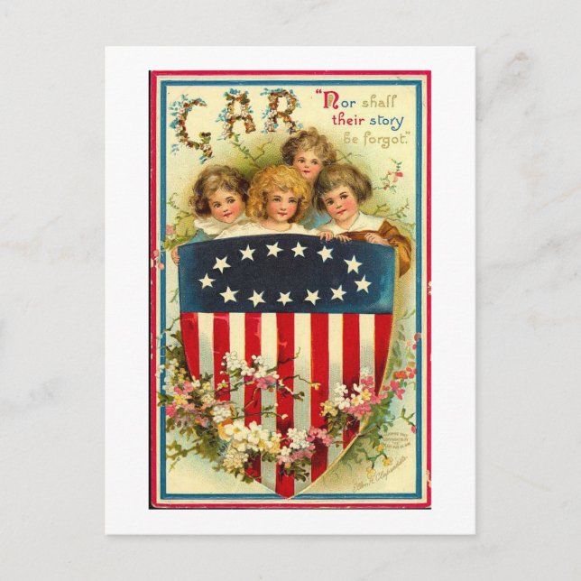 USA Girls Vintage Americana Vykort (Framsida)
