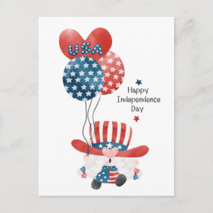 USA Glad självständighetsdag Söt Gnome Vykort