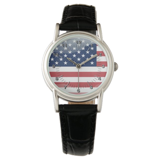 Usa glansig flagga armbandsur (Framsida)
