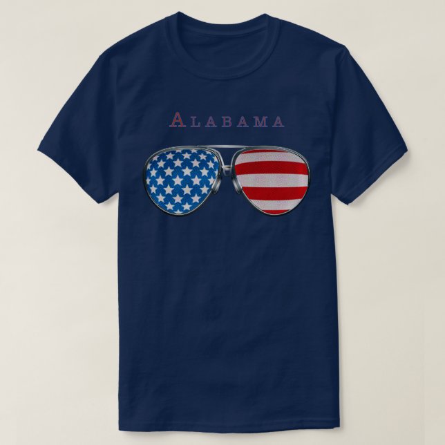 USA GLASSES ALABAMA TShirt T Shirt (Design framsida)