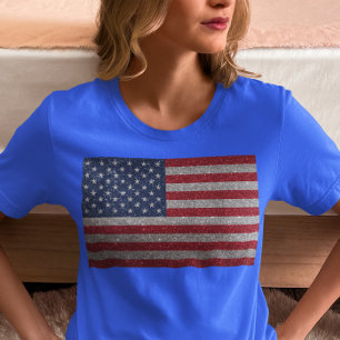 USA Glitter look Flagga Forth of Juli T Shirt