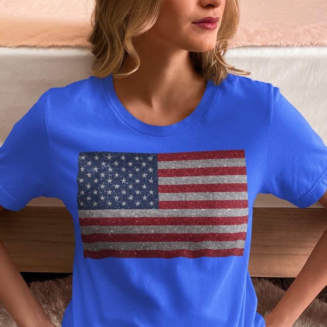 USA Glitter look Flagga Forth of Juli T Shirt (Skapare uppladdad)