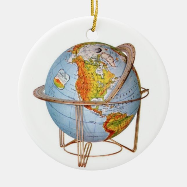 USA Globe Julgransprydnad Keramik (Framsidan)