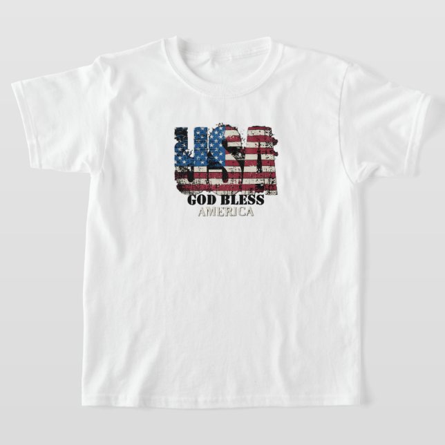 USA God Bless America Kids' T Shirt (Laydown)