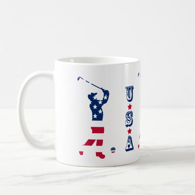 USA golf American flagga golfer Kaffemugg (Vänster)