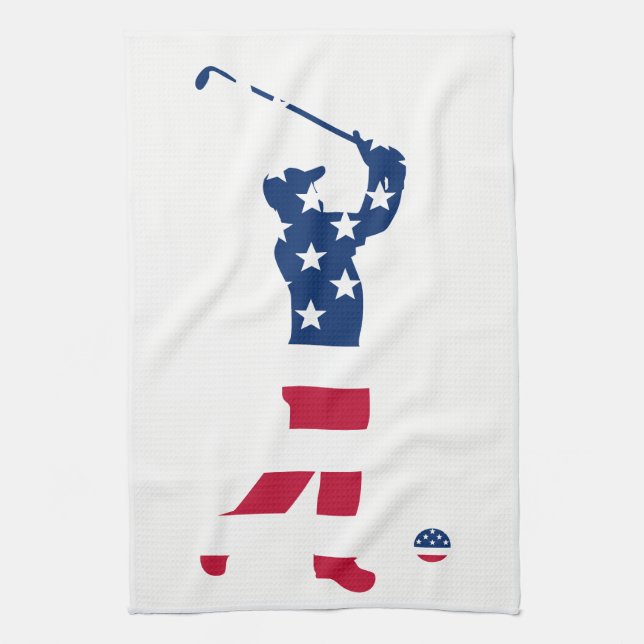 USA golf American flagga golfer Kökshandduk (Vertikal)