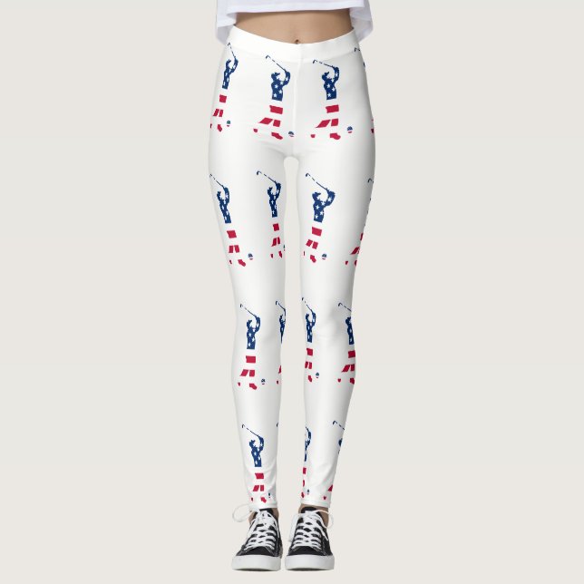 USA golf American flagga golfer Leggings (Framsida)