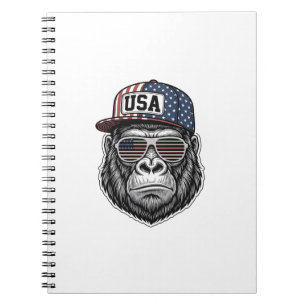 USA Gorilla Vintage Gravyr Patriotisk Tröja Desi Anteckningsbok