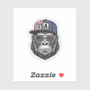 USA Gorilla Vintage Gravyr Patriotisk Tröja Desi Klistermärken