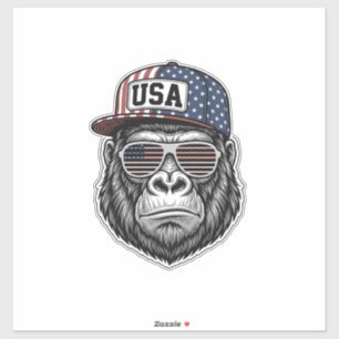 USA Gorilla Vintage Gravyr Patriotisk Tröja Desi Klistermärken