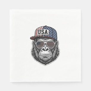 USA Gorilla Vintage Gravyr Patriotisk Tröja Desi Pappersservett