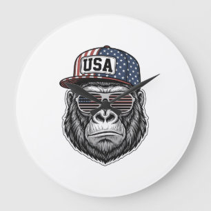 USA Gorilla Vintage Gravyr Patriotisk Tröja Desi Stor Klocka