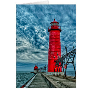 USA, Grand Haven, Michigan, fyr Hälsningskort