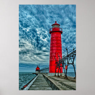 USA, Grand Haven, Michigan, fyr Poster