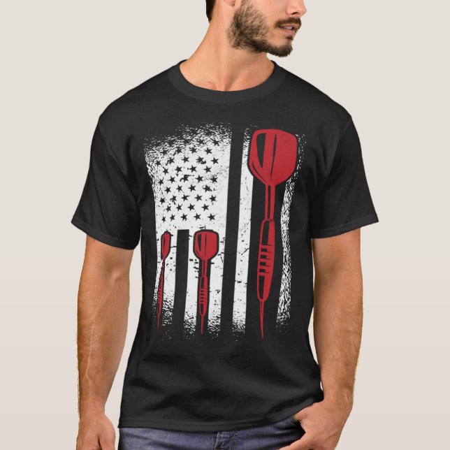 USA Graphic Dart Player Darts Dartboard Bullseye T T Shirt (Framsida)
