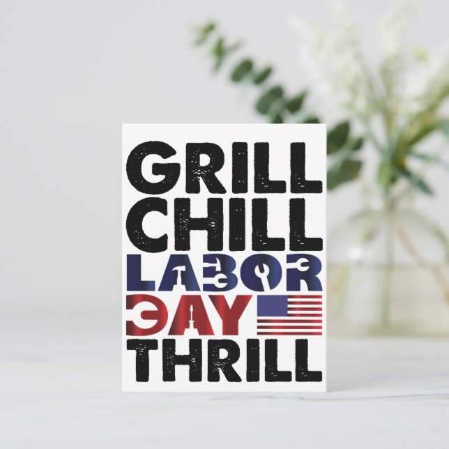 USA Grill Chill Labour Day Thrill BBQ Party Inbjudan Vykort (Stående Fram)
