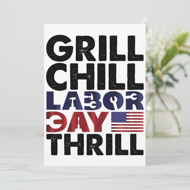 USA Grill Chill Labour Day Thrill BBQ Party Inbjudningar (Stående Fram)