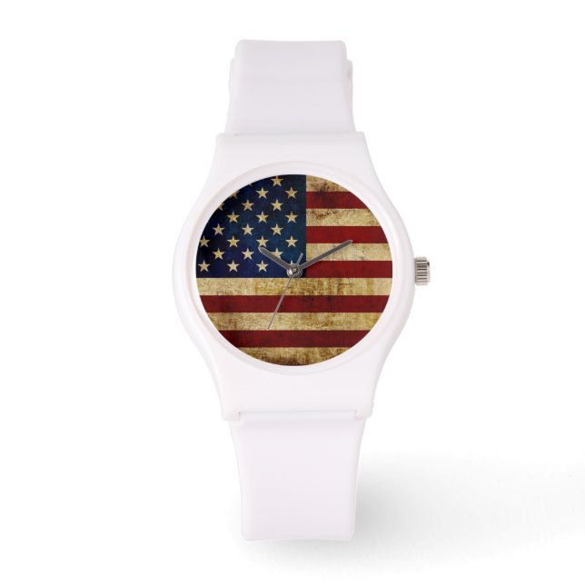 USA / Grungad flagga Armbandsur (Framsida)