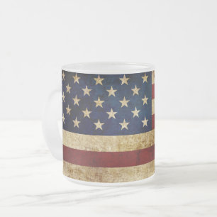 USA / Grungad flagga Frostad Glasmugg