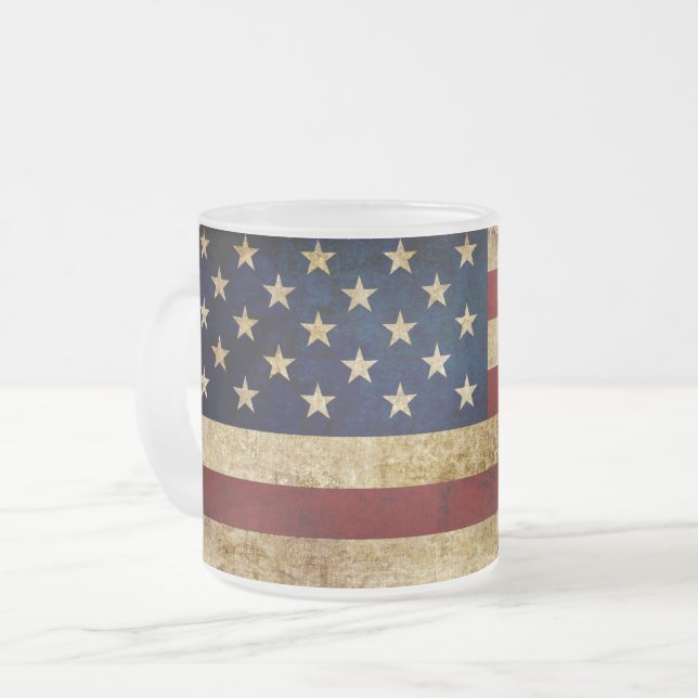 USA / Grungad flagga Frostad Glasmugg (Framsida vänster)