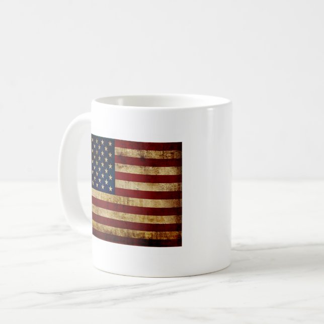 USA / Grungad flagga Kaffemugg (Framsida vänster)