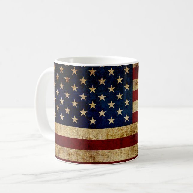 USA / Grungad flagga Kaffemugg (Framsida vänster)
