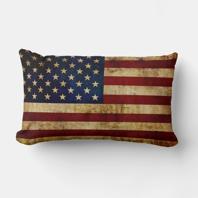 USA / Grungad flagga Lumbarkudde (Framsida)