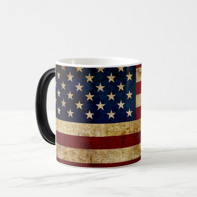 USA / Grungad flagga Magisk Mugg (Framsida vänster)