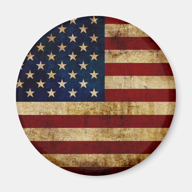 USA / Grungad flagga Magnet (Framsidan)