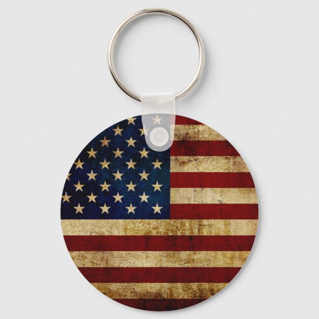 USA / Grungad flagga Nyckelring (Framsida)