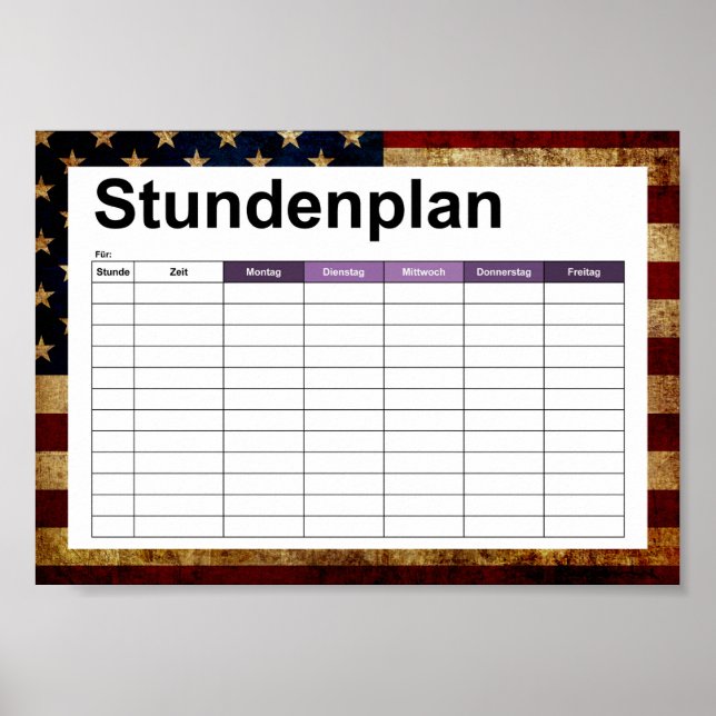 USA / Grungad flagga Poster (Framsidan)