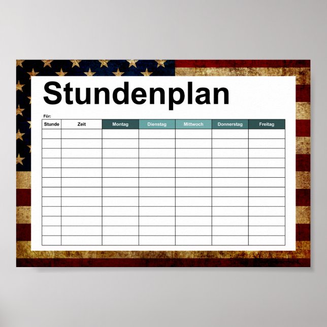 USA / Grungad flagga Poster (Framsidan)