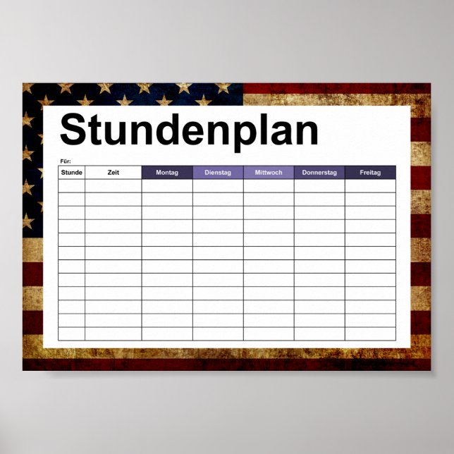 USA / Grungad flagga Poster (Framsidan)