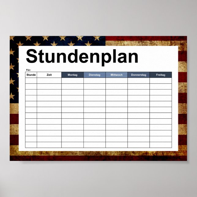 USA / Grungad flagga Poster (Framsidan)
