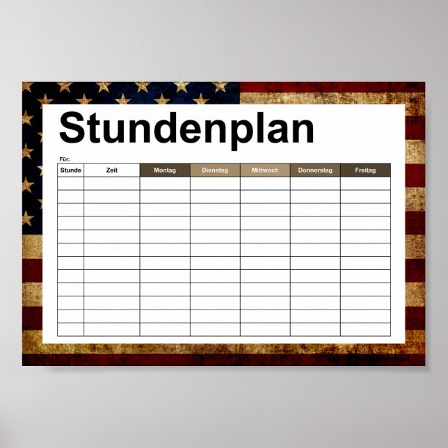 USA / Grungad flagga Poster (Framsidan)