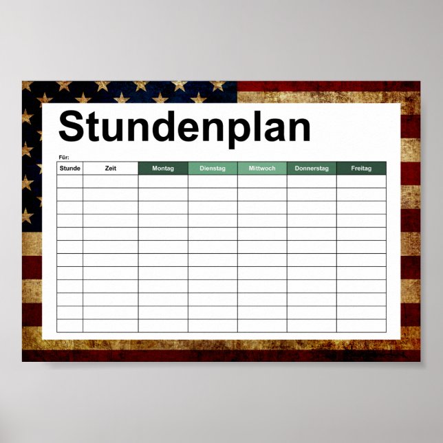 USA / Grungad flagga Poster (Framsidan)