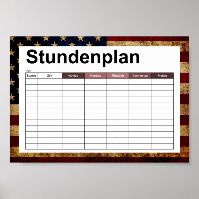 USA / Grungad flagga Poster (Framsidan)