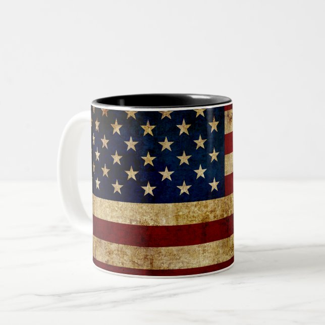 USA / Grungad flagga Två-Tonad Mugg (Framsida vänster)