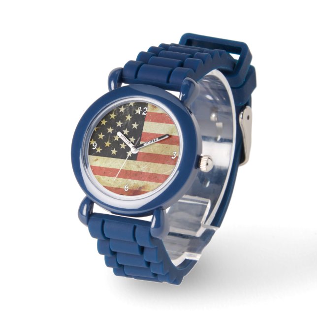 USA Grunge Flagga Ur Armbandsur (Vinkel)