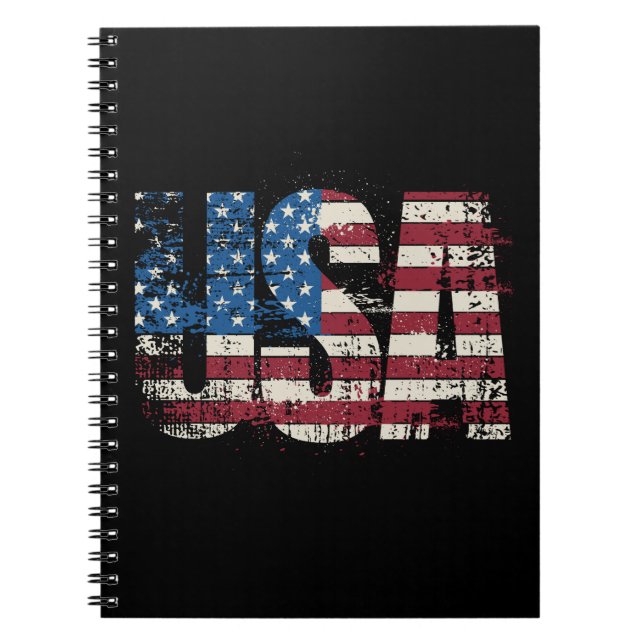 USA-grunge-textdesign med flagga Anteckningsbok (Framsidan)