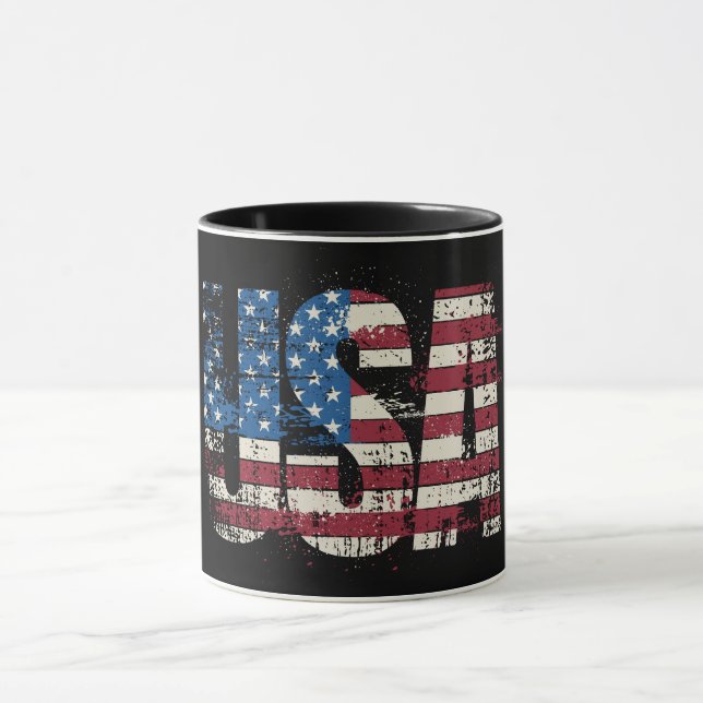 USA-grunge-textdesign med flagga Mugg (Center)