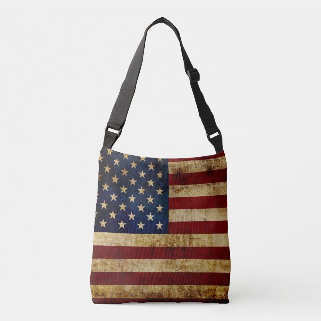 USA/Grunged Flagga Suede Wristlet Axelväska (Framsida)