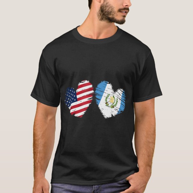 Usa Guatemala Flagga Heart Valentines day Guatemal T Shirt (Framsida)