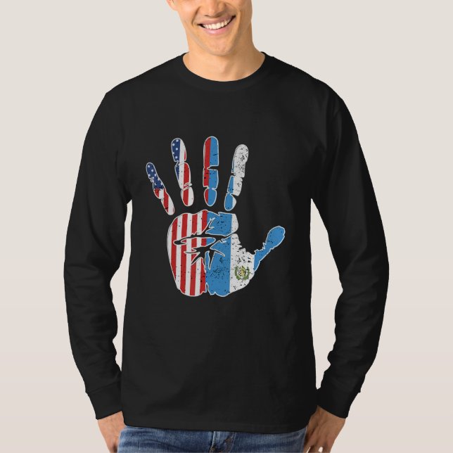 USA Guatemala Handprint Flagga Proud Guatemalan Am T Shirt (Framsida)