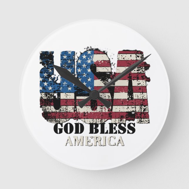 USA Gud välsigne Amerika  Rund Klocka (Framsida)