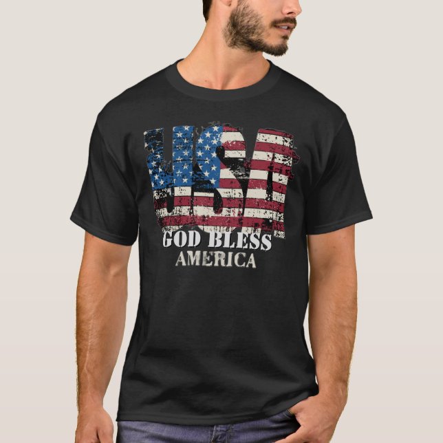 USA Gud välsigne Amerika  T Shirt (Framsida)
