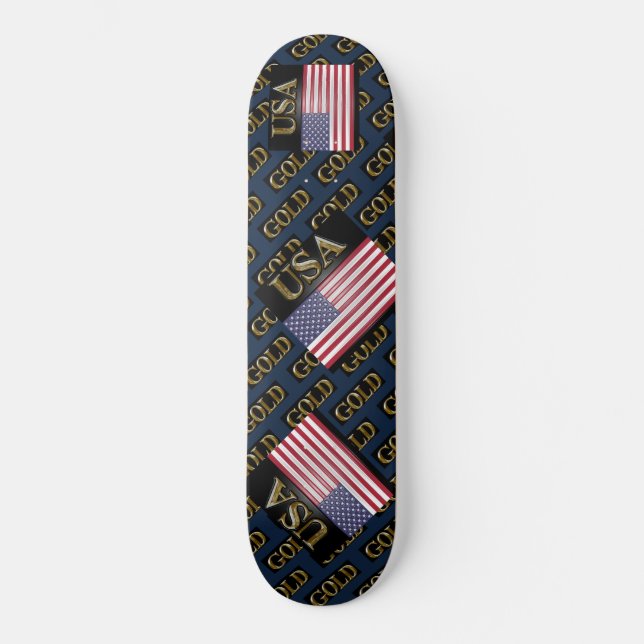 USA  GULD     MINI SKATEBOARD BRÄDA 18,5 CM (Framsida)